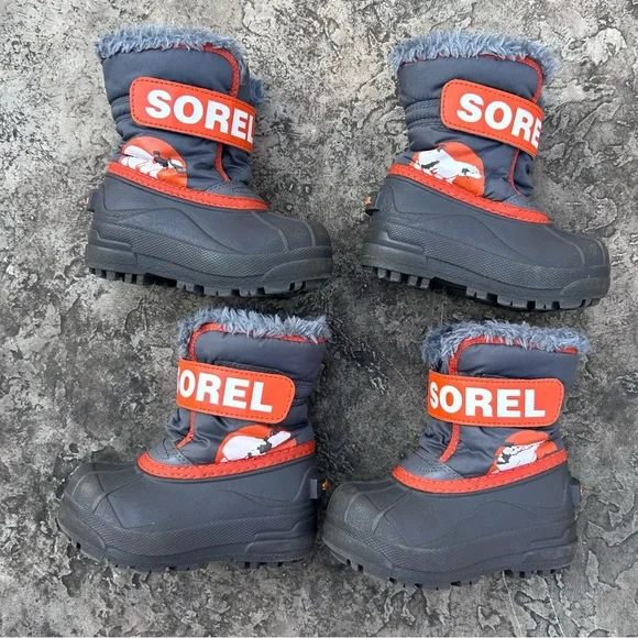 SOREL Toddler Winter Boots | Waterproof Winter Snow Boots | Grey Orange | Size 7 - Picture 1 of 16